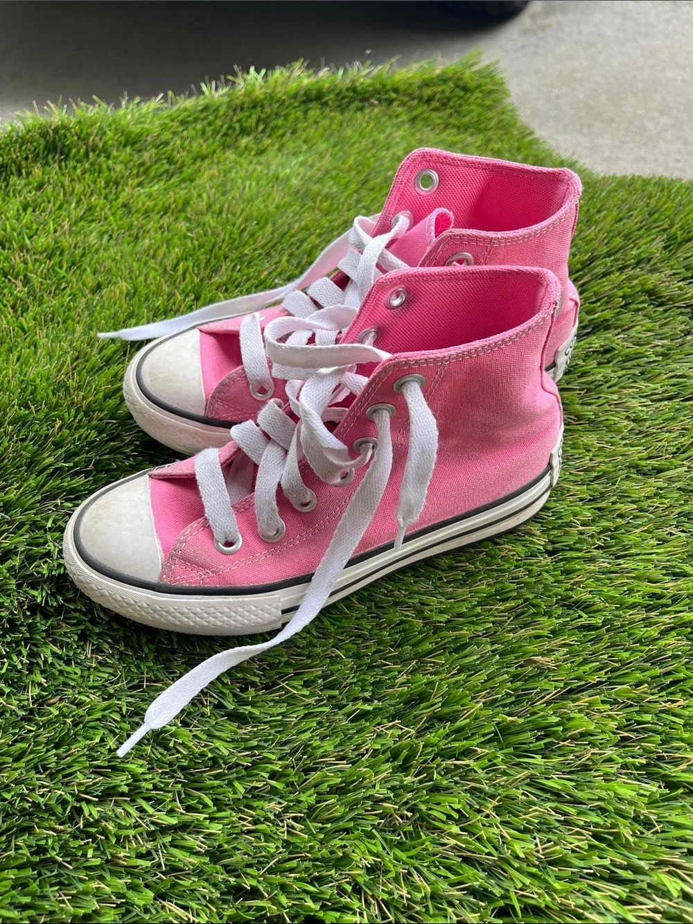 Converse Kids Pink Canvas High-Top Sneakers with White Laces